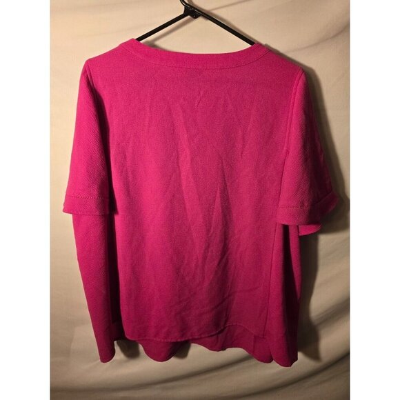 Worthington Hot Pink Spring Short Sleeve Shirt Top Blouse Career Womens Plus 1X - Picture 3 of 3